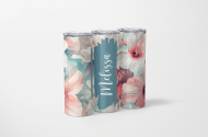 Blue Floral Personalized Skinny Tumbler – 600ml