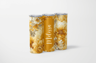 Yellow Floral Personalized Skinny Tumbler – 600ml