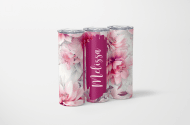 Pink Floral Personalized Skinny Tumbler – 600ml