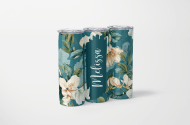 Green Floral Personalized Skinny Tumbler – 600ml