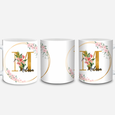 Personalised Floral Initial Mug