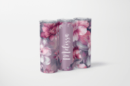 Purple Floral Personalized Skinny Tumbler – 600ml